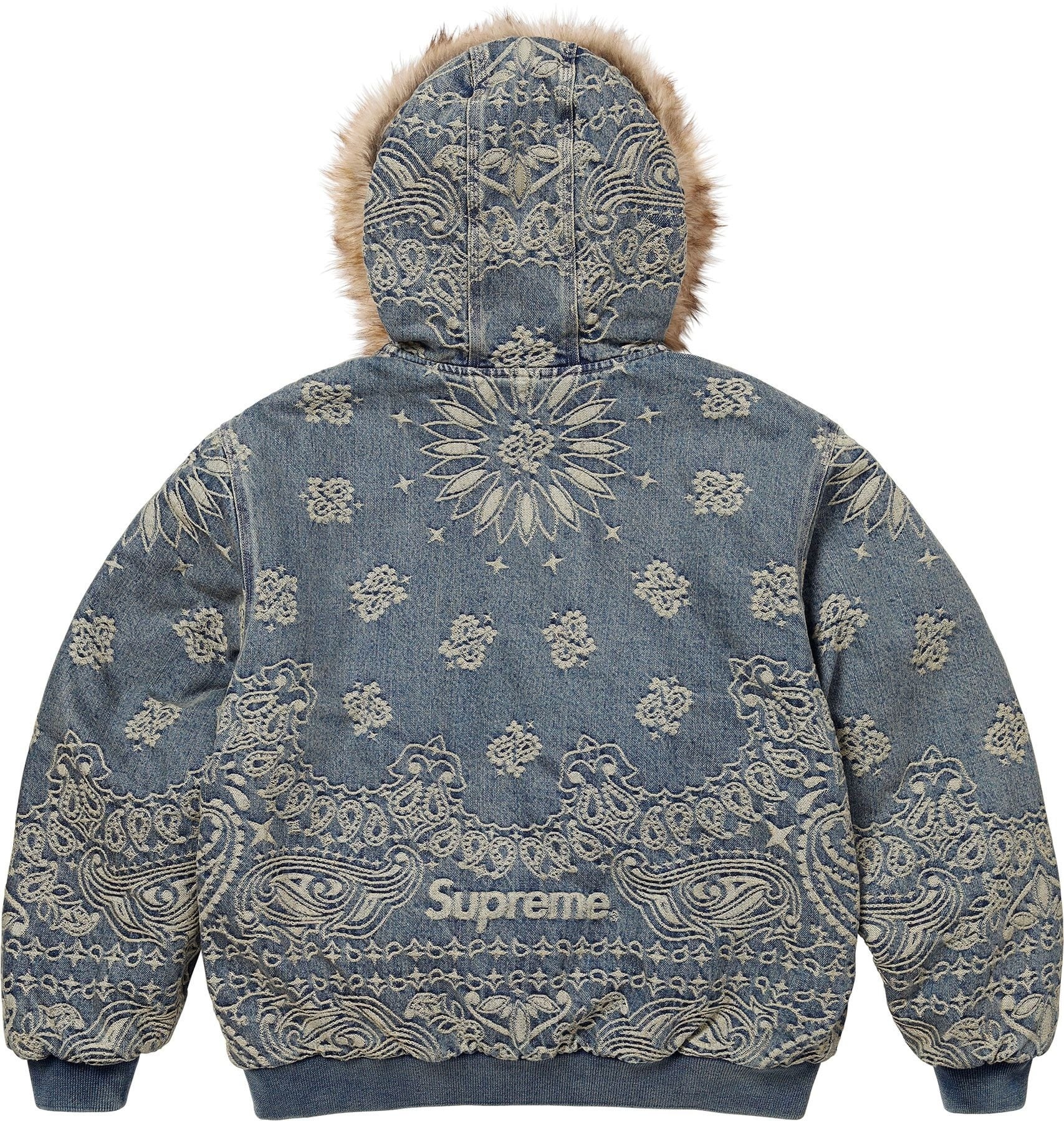 Bandana Jacquard Denim Hooded Work Jacket view 14